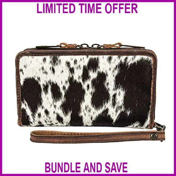 Leather Wristlet Clutch with Removable Strap, Multiple Compartments